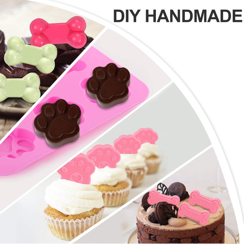 Elfkitwang Dog Paw and Bone Shaped Silicone Mold, Non-Stick food Grade, Ice tray, Reusable Silicone Mold, Used for Chocolate, Candy, Cupcake, Pudding, Jelly, Puppy Biscuit (5 pcs) - Image 5